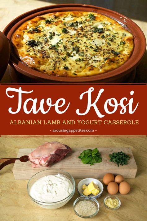 Tave Kosi Recipe, Albanian Lamb Recipes, Albanian Tave Kosi, Albanian Food Recipes Dishes, Flija Albanian Recipe, Albanian Recipes Dinners, Albanian Food Recipes, Albanian Cuisine, Albanian Food