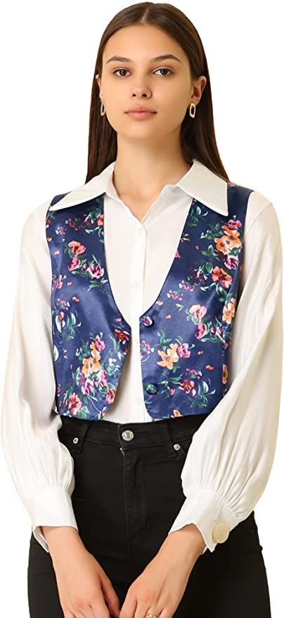 Womens Suit Vest, Floral Vests, Vintage Floral Pattern, Cropped Vest, Casual Vest, Vest Fashion, Suit Vest, Blue Outfit, Dressy Casual