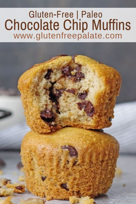 These scrumptious Paleo Chocolate Chip Muffins are simple to make, and ready to devour in less than thirty minutes. A fresh-baked, tender, chocolatey paleo muffin that's healthy and satisfying. #paleo #muffins Grain Free Muffins, Paleo Chocolate Chip Muffins, Paleo Muffin Recipes, Muffins Blueberry, Nutella Muffin, Paleo Muffins, Morning Glory Muffins, Donut Muffins, Healthy Chocolate Chip