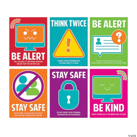 Digital Awareness Poster Set | Oriental Trading Internet Safety Posters, Be Safe In Cyberspace Poster, Internet Safety For Kids Posters, Safe Internet Poster, Digital World Poster, Safer Internet Day Posters, Online Safety Poster, Internet Safety Poster, Digital Citizenship Posters