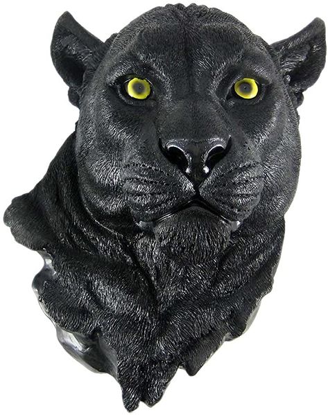 Black Panther Statue, Barn Owl Tattoo, Wall Statue, Jungle Themed Room, Jaguar Head, Panther Head, Jungle Wall, Hunting Decor, Black Jaguar