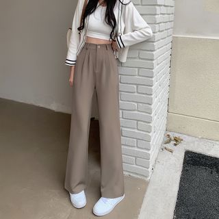 High Waisted Pleated Pants Outfits, Korean Pants Outfit, Korean Wide Leg Pants, Moon City, Korean Pants, Kawaii Store, Style Wide Leg Pants, Kawaii Shirts, Harajuku Outfits