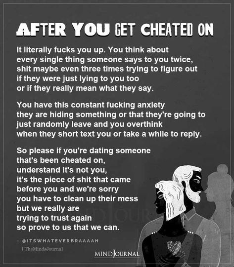 After You Get Cheated OnIt literally fucks you up. You think about every single thing someone says to you twice, shit maybe even three times trying to figure out if they were just lying to you too or if they really mean what they say. #cheating #infidelity All Men Cheat Quotes, You Cheated And Lied, Cheating In Relationship, What Is Cheating, Cheating Husband Quotes, Cheaters And Liars, You Cheated On Me, Cheating Boyfriend, Affair Recovery