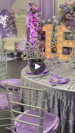 162 reactions · 13 shares | Jada’s shades of purple sweet 16! #butterflytheme #birthday ##sweet16 #celebrations #eventdesign #lavender #silver #partyplanner #partydecoration #eventplanner #luxdecor #pslvenue #classydecor | ACC Event Hall | Alan Avry · Shine On Me Silver Backdrop Ideas, Pink And Purple Sweet 16, Sweet 16 On A Budget, Diy Sweet 16 Decorations, Purple Sweet 16 Decorations, Sweet 16 Purple Theme, Lavender Sweet 16, Sweet 16 Birthday Party Ideas, Quinceañera Cakes