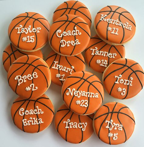 Custom Cookies  Basketball Cookies  For more info on how to order please visit my FB page and send me a message  www.facebook.com/busybeecakery  Or email me: malinda@busybeecakery.com Basketball Cookies With Numbers, Basketball Biscuits, Basketball Deserts, Basketball Themed Cookies, Basketball Birthday Cookies, Basketball Cookies Decorated, Basketball Team Snacks, Basketball Sugar Cookies, Basketball Food