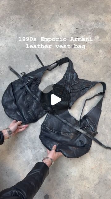 @elevated_archives | Once in a lifetime piece here, insanely rare 1990s Emporio Armani holster vest that can turn into a hand bag | Instagram Vest Bag, Holster Bag, Once In A Lifetime, Leather Vest, Winter 2024, Hand Bag, Textile Art, Emporio Armani, Turn Ons