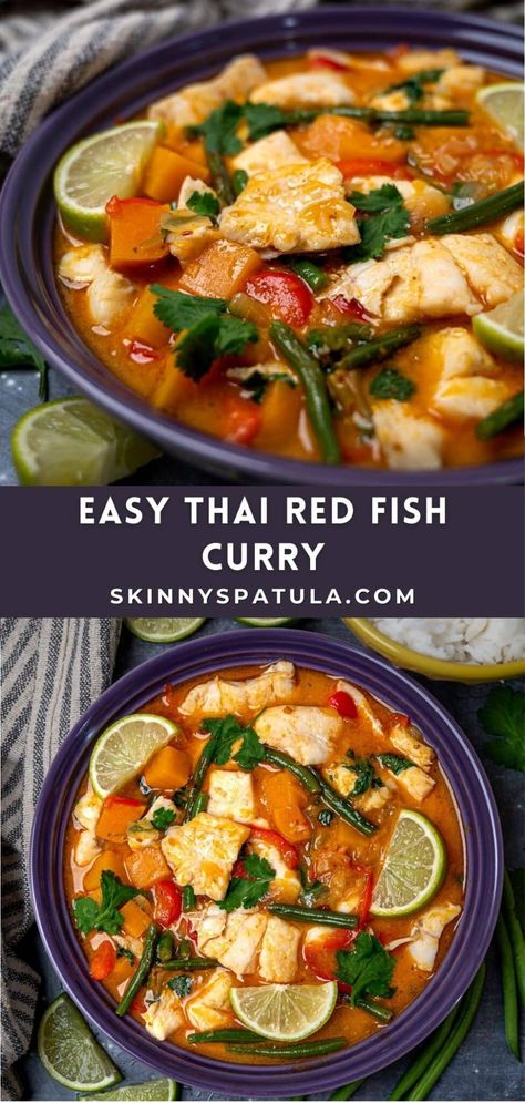 Red Fish Curry, Red Curry Fish Coconut Milk, Thai Fish Curry Coconut, Thai Red Curry Fish Recipe, Thai Fish Curry Recipe, Fish Red Curry, Thai Curry Fish Recipes, Thai Fish Recipes, Thai Red Curry Fish