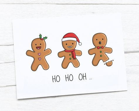 This cute, illustrated card is perfect for Christmas this year. The design is printed on 250gsm premium quality craft card, with a smooth finish. The card measures 105 x 148mm (A6) and comes with a white 100gsm envelope. The card is also blank inside for you to write your own personal message.  This product will arrive packed in a clear bio-degradable / compostable sleeve, within a sturdy envelope to ensure it reaches you in perfect condition.   Any 5 Cards for £10  Never miss another occasion. Post Card Christmas Design, How To Write Merry Christmas, Christmas Card Ideas Reindeer, Christmas Congratulations Cards, Christmas Cards Gingerbread Man, Cute Christmas Cards To Make, Christmas Funny Cards, Christmas Cards For Grandma, Christmas Birthday Cards Ideas