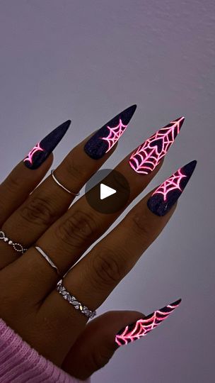 283K views · 43K reactions | Glowing Neon Web 💖✨🕸️ Halloween Nail Art Tutorial! Want everything to create this bold glow in the dark look? Comment “NEON WEB” for the direct link 🔗

Save & share for your spooky season inspo! 🖤

•
•
•

#glowinthedarknails #gidnails #neonnails #neonsignnails #webnails #spookynails #halloweennails #blacknails #pinknails #stilettonails #diynails #nailtrends #nailinspo #nailtutorial #nailtech #halloweennails2024 #halloween #halloween2024 #holonails #holographicnails #spiderwebnails #sparklenails #pinkandblacknails | Daily Charme Official | sickickmusic · stranger sickmix Nails 2024 Halloween, Halloween Nails Web, Halloween Nails Glow In The Dark, 2024 Halloween Nails, Glow In The Dark Halloween Nails, Halloween Nails 2024, Neon Halloween Nails, Glow In The Dark Nails, Long Black Nails