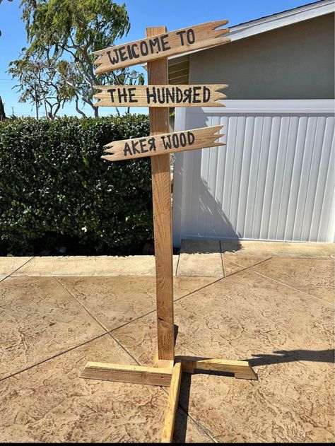 100 Acre Wood Sign, 100 Acre Woods Baby Shower Ideas, Hundred Acre Wood Sign, Arrow Wood Sign, 100 Acre Wood, Wood Arrow, Hundred Acre Woods, Arrow Signs, Cricut Projects