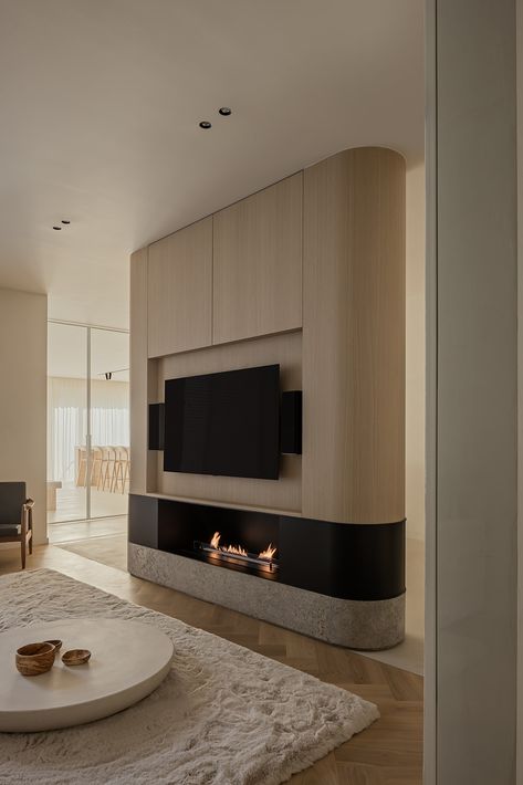 Ethanol Fireplace, Architecture Inspiration, Interior Architect, Tv Room, Design Architecture, Divider, Room Divider, Fireplace, Interior Design