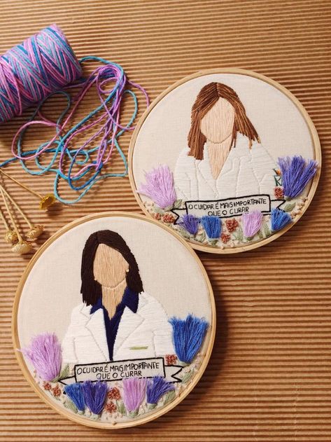 Doctor Embroidery, Best Gifts For Doctors, Gifts For Doctors, Embroidered Canvas Art, Modern Hand Embroidery Patterns, Portrait Embroidery, Embroidery Hoop Art Diy, Embroidery Hoop Wall Art, Embroidery Lessons