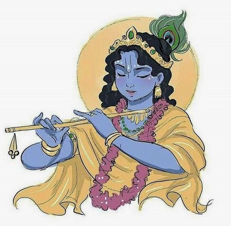 Lord Krishna Digital Art, Lord Krishna Illustration, Krishna Illustration Art, Cute Krishna Painting, Krishna Illustration, Lord Krishna Drawing, Radha Krishna Drawing, Cartoons Krishna, Bhagwat Geeta