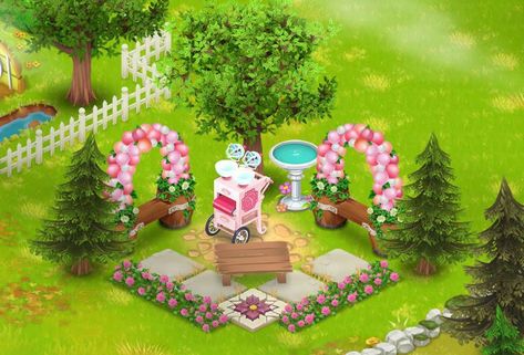 Hay Day Farm Design, Sushi Bar Design, Horse Stables Design, Hayday Farm Design, Carnival Design, Farm Entrance, Flower Fence, Flower Shop Design, Farm Day