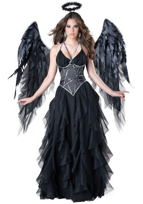 Dark Angel Women's Costume Fallen Angel Costume Diy, Fallen Angel Costume, Angel Costume Diy, Dark Angel Costume, Easy Couple Halloween Costumes, Easy Couples Costumes, Easy College Halloween Costumes, Best Group Halloween Costumes, Angel Halloween Costumes