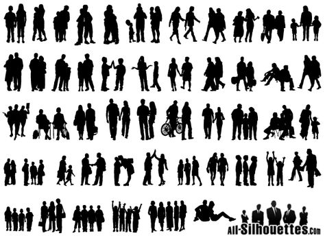 Group Of People Vector Silhouette Free | Download Free Vector Art Group Of People Silhouette, People Sillouhette, Everyday Poses, Group Silhouette, Silhouettes Of People, Person Silhouette, Human Vector, People Group, Photoshop Techniques