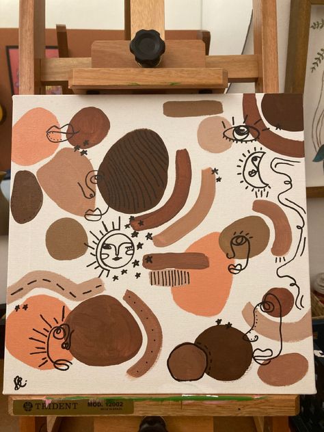 Brown Paintings Aesthetic, Simple Brown Painting, Brown Canvas Painting Ideas, Brown Aesthetic Painting Ideas, Aesthetic Brown Painting, Aesthetic Brown Drawing, Painting Brown Aesthetic, Brown Painting Ideas On Canvas, Brown Aesthetic Drawing