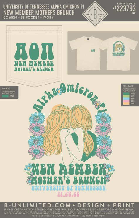 Alpha Omicron Pi Mother's Brunch 🌻 | Sorority Event | Greek Event #alphaomicronpi #aopi #aoii #aop #mother #daughter #momsday #brunch #floral #retro #parents #weekend Parents Weekend, Sorority Events, Alpha Omicron Pi, University Of Tennessee, Floral Retro, Sorority, Mother Daughter, Screen Printing, Print Design