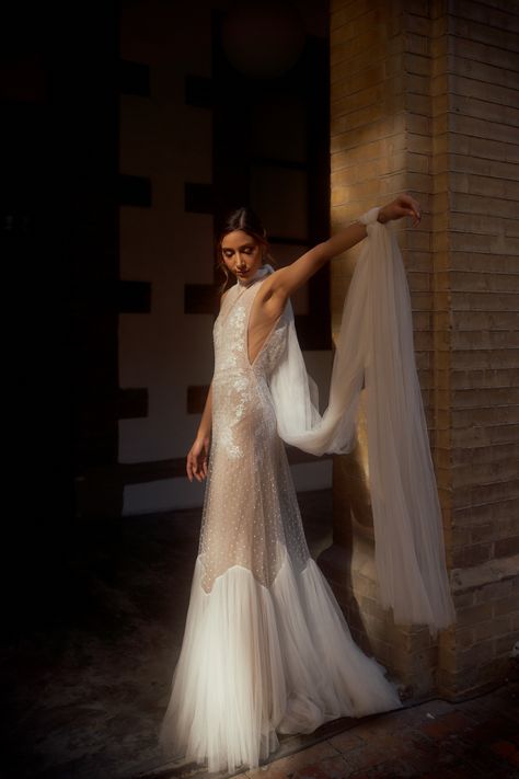 Wedding Dresses Vegas Style, Emily Mariko Wedding, Wedding Dress Feathers, Nye Wedding Dress, Iconic Brides, Feather Wedding Dress, Liz Martinez Bridal, Bridal 2024, Liz Martinez