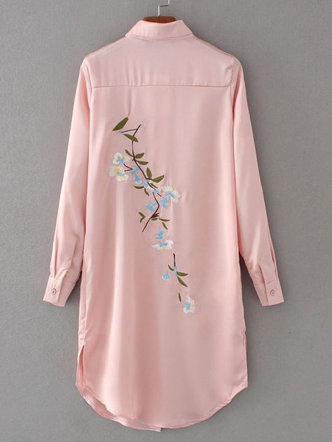 dress170213204_2 Stylish Dress Designs, Long Shirt Dress, Embroidery Fashion, Kurta Designs, Embroidery Dress, Indian Designer Wear, Pink Shirt, Trendy Dresses, Kurti Designs