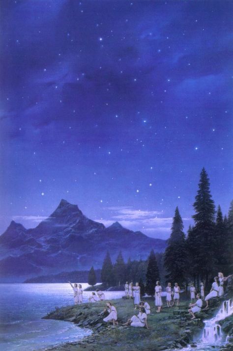 El despertar de los Elfos (de El Silmarillion) Ted Nasmith, Casa Hobbit, John Howe, House Lake, Tolkien Elves, Tolkien Books, Middle Earth Art, Tolkien Art, Lotr Art