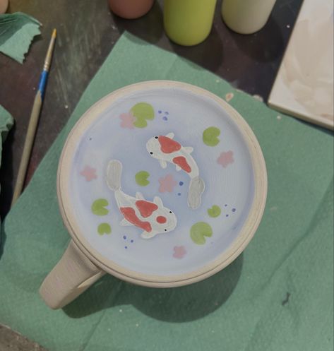 Diy Pottery Mug Painting, Cute Bowl Painted, Bowl Painted Pottery, Pottery Painting Mugs Inspiration, Color Me Mine Studio Ghibli, Color Me Mine Jewelry Dish, Ceramic Paint Designs, Diy Bowl Painting, Ramen Bowl Pottery Painting