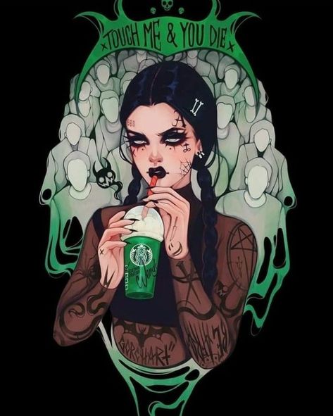 In a world full of Kardashians, be an Addams 🖤🖤 Incredible Artwork by gorchart #Punktured #alternativegirl #altstyle #gothartwork #gothicart #bodymodification #piercinggirl #altstyle #tattoolife #girlswithtattoos #altstyle #goth Arte Grunge, Arte 8 Bits, Goth Art, Beautiful Dark Art, Witch Art, Anime Drawings Tutorials, Girls Cartoon Art, Gothic Art, Touch Me