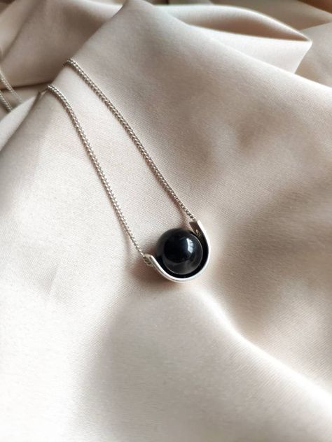 Silver Pendant Necklace Minimalist, Modern Silver Chain Necklace, Gem Stone Pendant, Fidget Necklace, Black Tourmaline Necklace, Marble Rings, Empath Protection, Marble Jewelry, Handmade Silver Jewellery