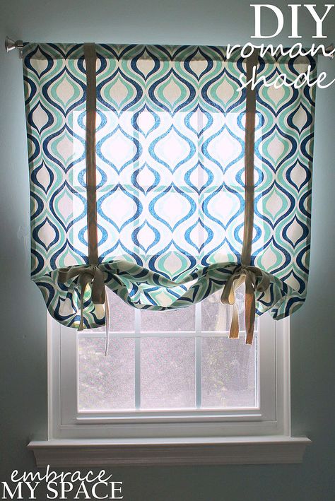 Hometalk | Simple Roman Shade                                                                                                                                                     More Kitchen Window Ideas Curtains, French Door Curtains Diy, Diy Window Blinds, Door Curtains Diy, Curtains Door, Diy Roman Shades, Roman Curtains, Kitchen Window Curtains, French Door Curtains