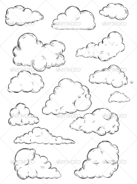 Clouds Sketch  #GraphicRiver Clouds Sketch, Decorative Symbols, Sketch Cloud, Cloud Tattoo Design, Cloud Illustration, Cartoon Clouds, Cloud Tattoo, Cloud Art, Cloud Drawing