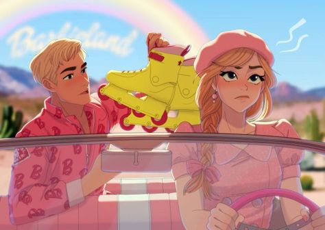 Barbie X Ken Fanart, Barbie And Ken Fanart, Barbie Movie Fanart, Screenshot Redraw, Barbie Drawing, Barbie Cartoon, Image Film, Barbie Movie, Pretty Drawings