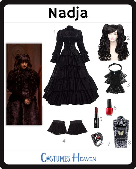 Nadia And Lazlo Costume, Laslo And Nadja Costume, Nadja Costume What We Do In The Shadows, Nadia What We Do In The Shadows Costume, Nadja Halloween Costume, Wwdits Nadja Outfit, Nadia Costume, Lazlo And Nadja Costume, Cool Vampire Costume