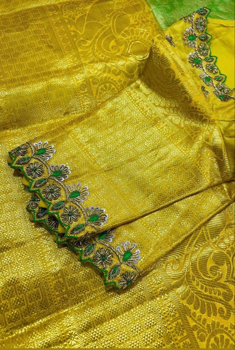 Magam Cutwork Designs, Yellow Handwork Blouse, Maggam Cutwork Blouse Designs, Simple Work Blouse Designs, Embroidery Work Blouse, Blouse Works, Bridal Blouses, Best Blouse Designs, Latest Model Blouse Designs