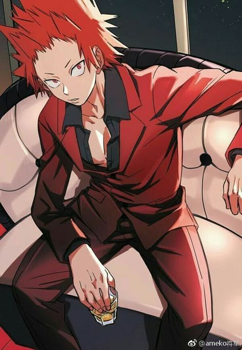 Kirishima In A Suit, Kirishima Eijirou Cute, Hot Kirishima, My Hero Academia Kirishima, Eijirou Kirishima, Kirishima My Hero Academia, Solo Cup, Kirishima Eijirou