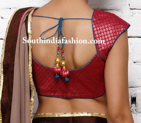 Simple and Stylish Brocade Blouse Backless Saree Blouse, Bollywood Saree Blouse Designs, Brocade Blouse Designs, Sarees Bridal, Cotton Blouse Design, Saree Blouse Neck Designs, Brocade Blouse, Sari Blouse Designs, Indian Saree Blouses Designs