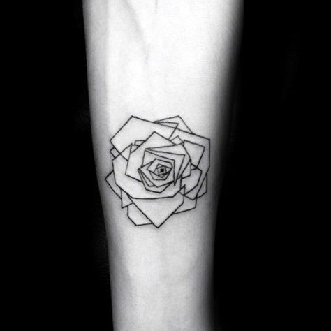 Small Geometric Roses Male Inner Forearm Tattoo Design Ideas Geometric Rose Tattoo, Geometric Flower Tattoo, Letters Tattoo, Henne Tattoo, Tatuagem Masculina Pequena, Inner Forearm Tattoo, Rose Tattoos For Men, Tattoo Shoulder, Geometric Rose