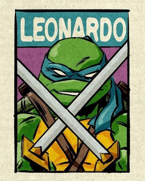 Ninja Turtle Background, Leonardo Ninja Turtle Art, Tmnt Decoration Ideas, Tmnt Comic Art, Tmnt Poster, Leonardo Teenage Mutant Ninja Turtles, Ninja Turtle Drawing, Ninja Turtles Leonardo, Turtle Wallpaper