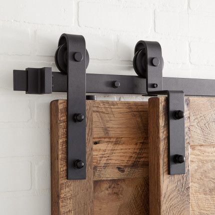 Hal Bypass Barndoor Hardware Faux Logs, Bypass Barn Door Hardware, Door Projects, Bypass Barn Door, Cabin Rustic, Barn Door Closet, Dream Desk, Addition Ideas, Glam Living