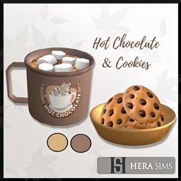 Sims 4 Hot Coco, Marshmallows Cookies, Sims4 Accessories, Hot Chocolate With Marshmallows, Chocolate With Marshmallows, Cookie Bowls, Marshmallow Cookies, Hot Chocolate Cookies, Hot Chocolate Marshmallows