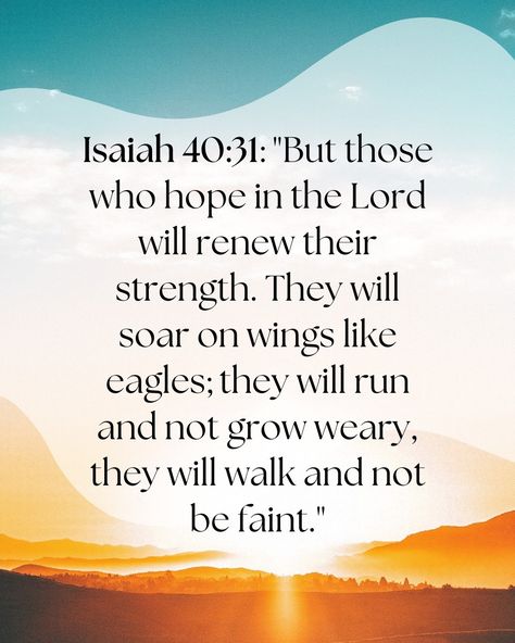 When life feels exhausting, when you're running on empty, God promises to renew your strength. 🌿 Those who hope in Him will rise above their challenges, like an eagle soaring high in the sky. 🦅 If you're feeling weary, take a moment to rest in Him and trust that He will restore you. Your strength is renewed when you place your hope in the One who holds all things together. 🙏💙 #Isaiah40 #SoarLikeAnEagle #FaithInGod #HopeInTheLord #StrengthInHim Gods Help Quotes Strength, Christian Hope Quotes, Scripture On Hope, Scripture For Strength, Hope Scripture, Eagle Soaring, God Promises, Running On Empty, Wings Like Eagles