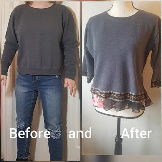 Sweatshirt Redo Diy, Altered Sweatshirts Diy, Sweatshirt Hacks, Diy Sweater Refashion, Refashion Clothes Tutorial, Fancy Sweatshirt, Sweatshirt Jackets Diy, Diy Sweatshirt Refashion, Clothing Makeovers