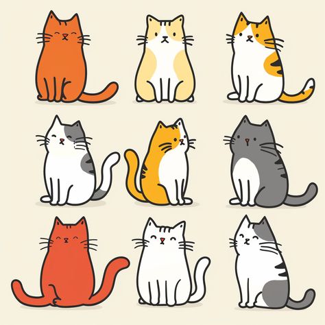 #Cats #SimpleLineDrawing #ClipArt #PastelCreamBackground #ChildrensBook #ColoringBook #Minimalist #1:1 #TheCandie Mom Cat And Kitten Drawing, Cute Cat Drawing Easy, Drawings Of Cats, Coloring Book Cover, Minimalist Pastel, Inspirational Digital Art, Book Clip Art, Kitten Drawing, Cute Cat Drawing