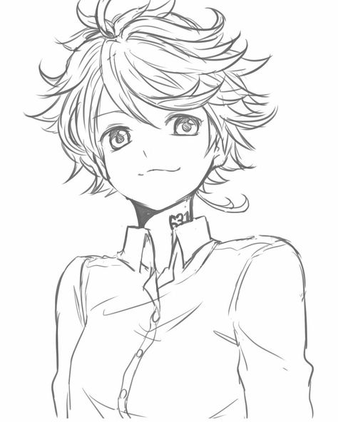 The Promised Neverland Drawing, The Promised Neverland Fanart, Promised Neverland Fanart, Emma The Promised Neverland, Manga Photos, Fast Drawing, Pelo Anime, Anime Gangster, Anime Lineart