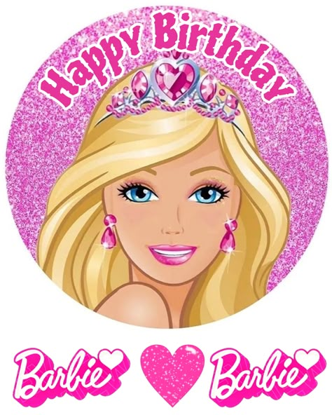 5th Birthday Barbie, Life Size Barbie Box, Barbie Topper, Pink Barbie Cake, Malibu Barbie Pool Party, Barbie Happy Birthday, Barbie Party Decor, Barbie Cake Topper, Topper Barbie