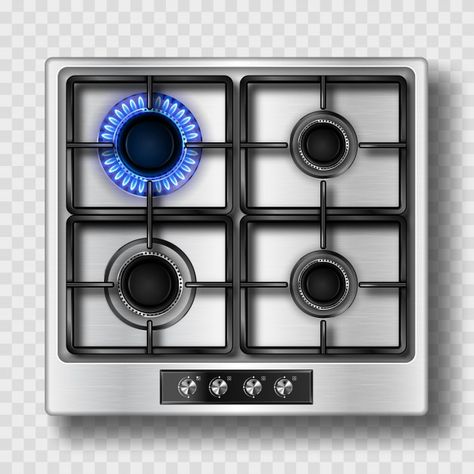 Gas stove top view with blue flame and s... | Free Vector #Freepik #freevector #circle #light #kitchen #fire Kitchen Top View Photoshop, Kitchen Top View Png, Kitchen Top View, Black Gas Stove, Png Top, Oven Design, Table Top View, Furniture Design Sketches, Gas Stove Top