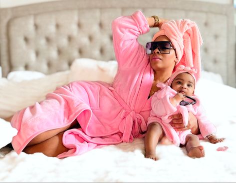 Mother daughter bathrobe photoshoot African American pink aesthetic spa like sunglasses bedroom vibes Bathrobe Photoshoot, Photoshoot African, Manifesting Quotes, Bedroom Vibes, Like A Mom, 2024 Vision, Homestuck, Future Kids, Mommy And Me