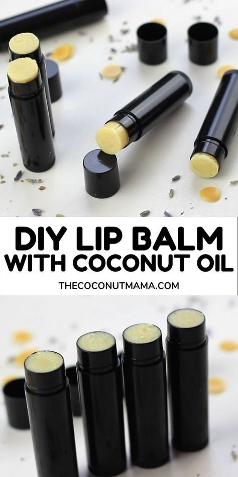 Say goodby to dry chapped lips! This DIY homemade lip balm nourishes and heals dry lips with coconut oil, honey, and essential oils. Diy Coconut Lip Balm, Coconut Oil Chapstick Diy, Homemade Lip Balm With Coconut Oil, Lip Balm Recipes Coconut Oil, Lemon Balm Lip Balm Diy, Homemade Chapstick Recipe, Easy Lip Balm Recipe, Beeswax Lip Balm Recipe, Diy Chapstick