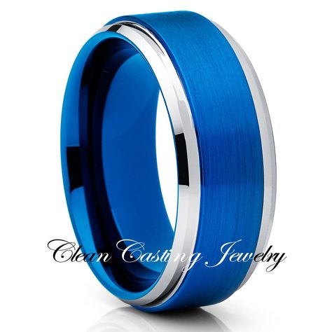 Blue Tungsten Ring, Blue Wedding Rings, Blue Engagement Ring, Black Tungsten Rings, Tungsten Wedding Band, Tungsten Mens Rings, Beautiful Wedding Rings, Tungsten Wedding Bands, Wedding Rings Unique