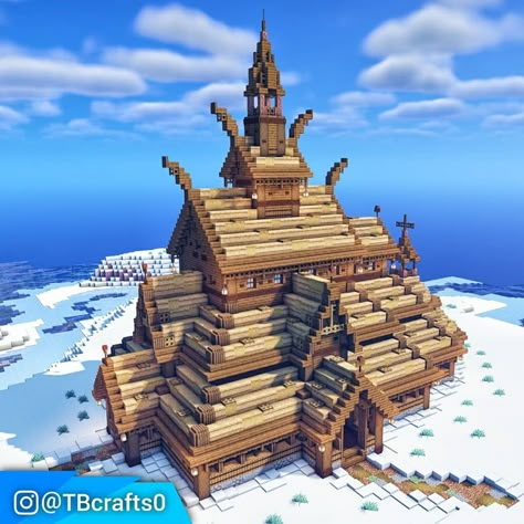 Minecraft Temple, Minecraft Roof, Minecraft Creator, Construction Minecraft, Stave Church, Viking House, Bangunan Minecraft, Mc Ideas, Minecraft Castle