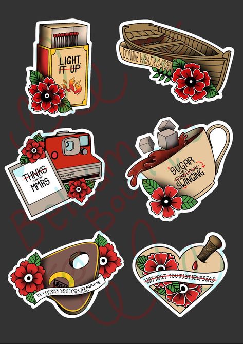 Pop Punk Traditional Tattoo, Pop Punk Tattoo Flash, Fatherless Aesthetic, Emo Tattoo Flash, Emo Traditional Tattoo, Tattoo Stickers Design, Elder Emo Tattoo, Band Inspired Tattoos, Fob Tattoo